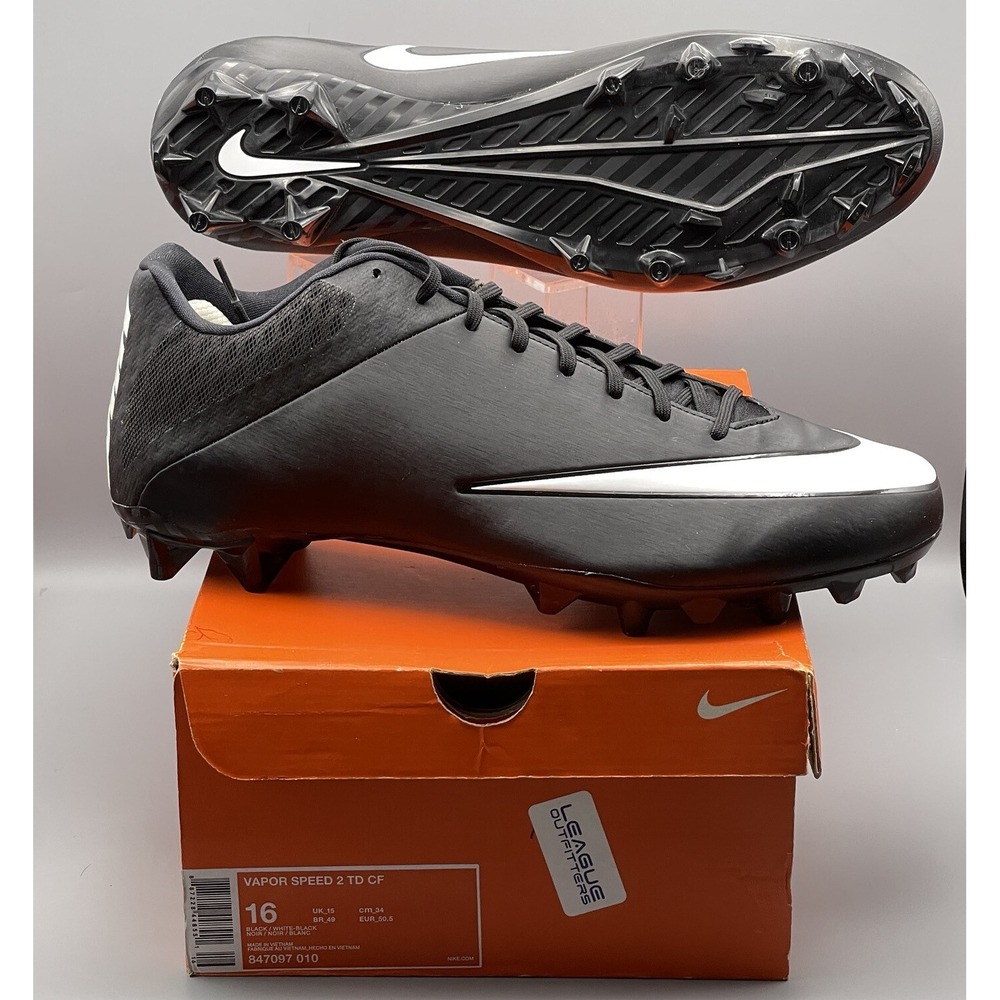 Nike Football Cleats Men's 16 Black White Vapor Speed TD CF Low 847097